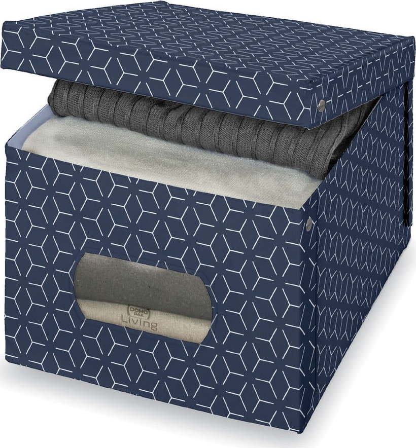 Tmavě modrý úložný box Domopak Metrik Extra Large