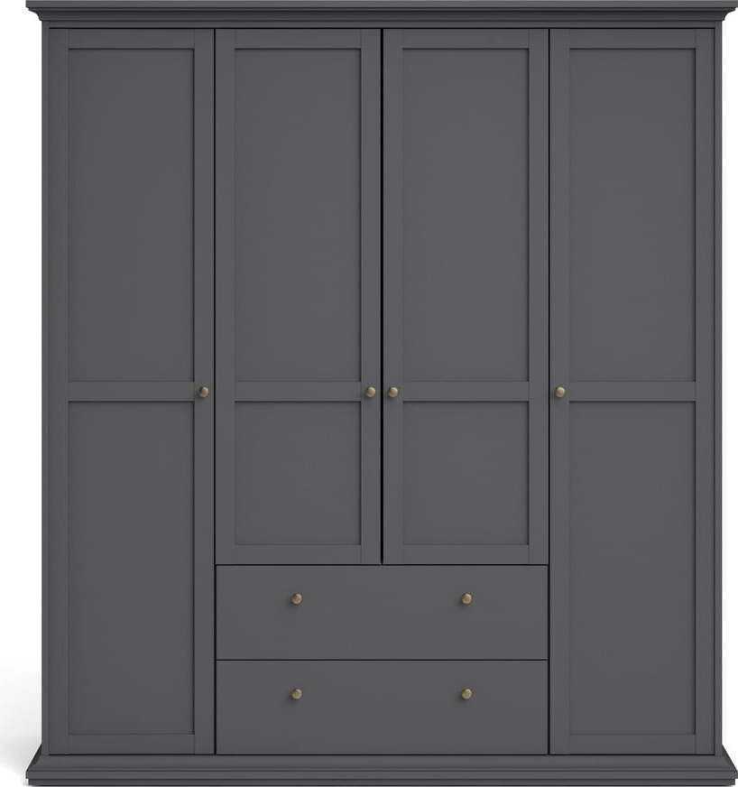 Tmavě šedá šatní skříň 181x201 cm Paris - Tvilum Tvilum