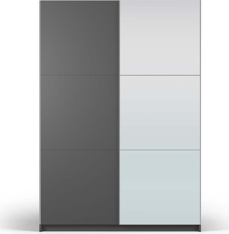 Tmavě šedá šatní skříň se zrcadlem a s posuvnými dveřmi 151x215 cm Lisburn - Cosmopolitan Design Cosmopolitan design