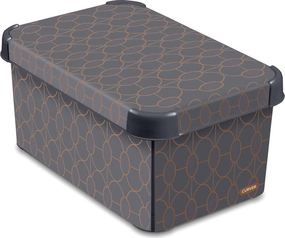 Tmavě šedý úložný box s víkem Curver Art Deco