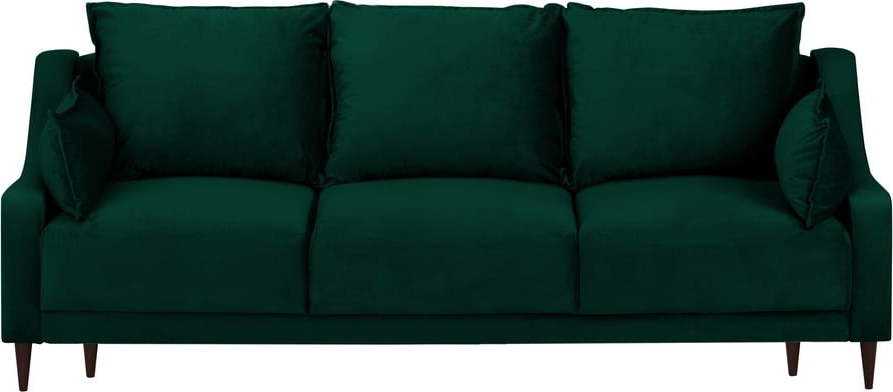 Tmavě zelená sametová rozkládací pohovka s úložným prostorem Mazzini Sofas Freesia