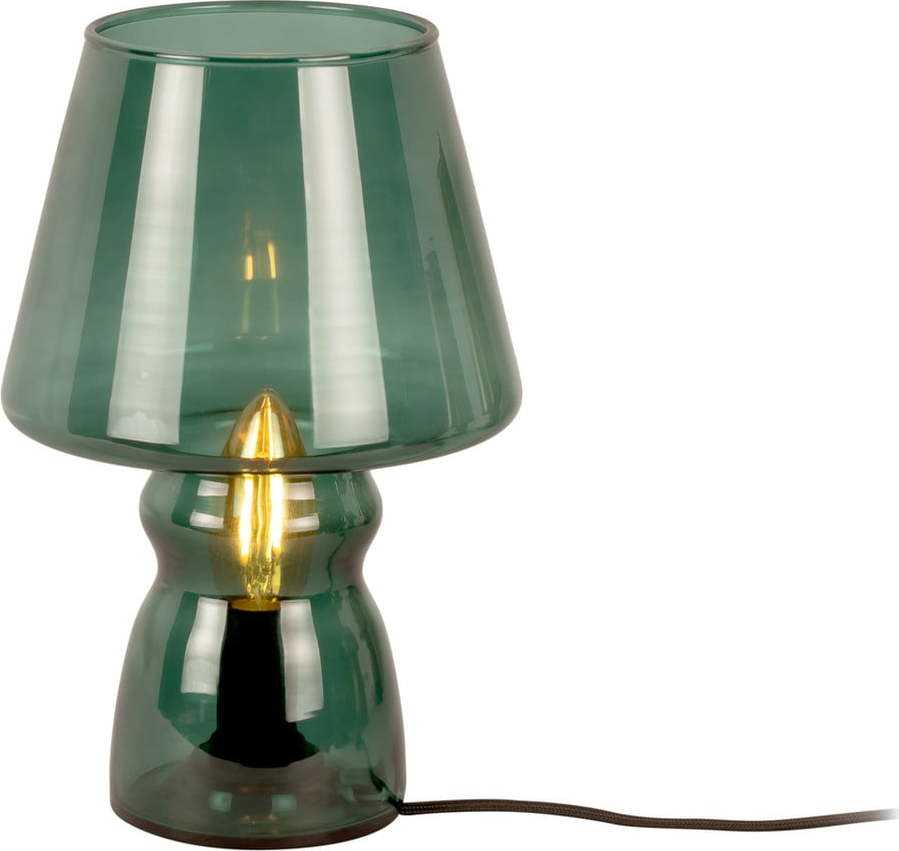 Tmavě zelená skleněná stolní lampa Leitmotiv Glass