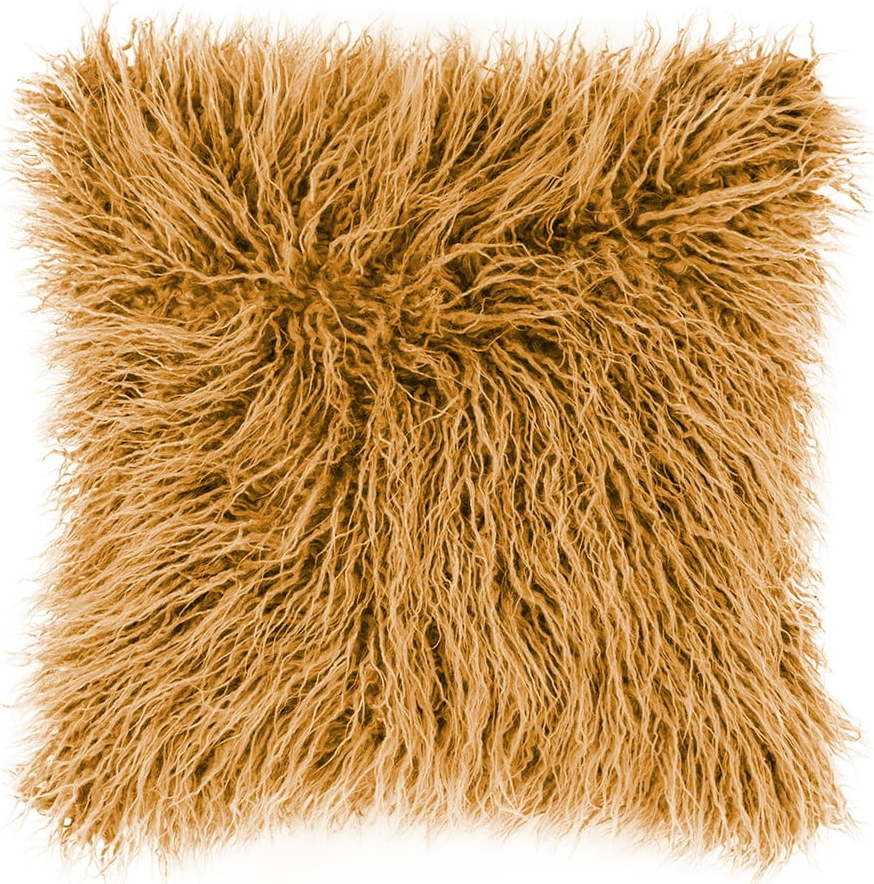 Tmavě žlutý chlupatý polštář Tiseco Home Studio Mohair