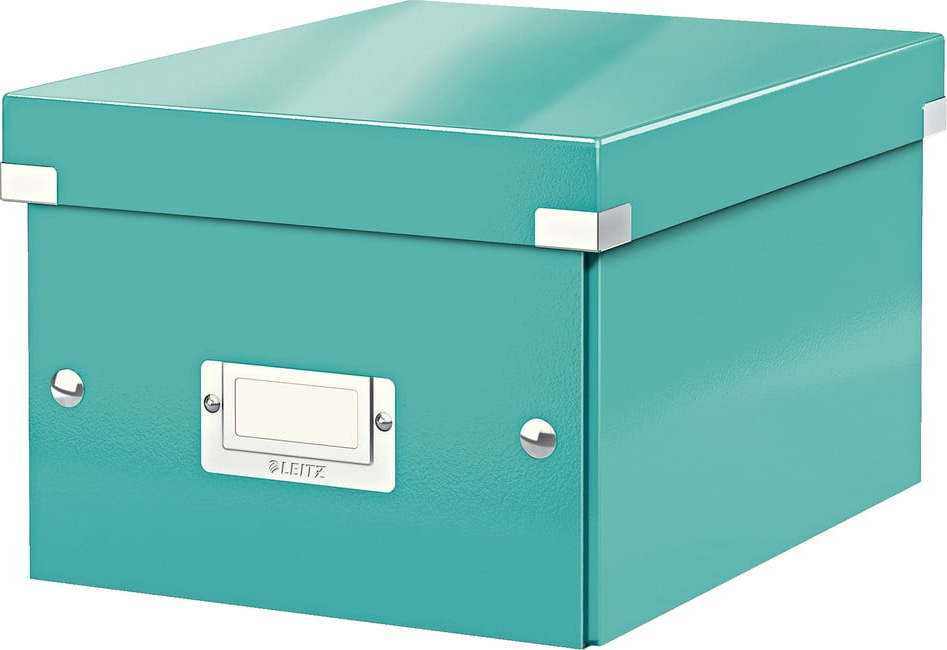 Tyrkysový kartonový úložný box s víkem Click&Store - Leitz Leitz