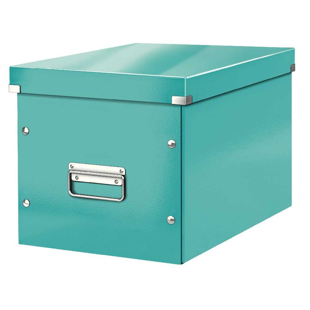 Tyrkysový kartonový úložný box s víkem Click&Store - Leitz Leitz