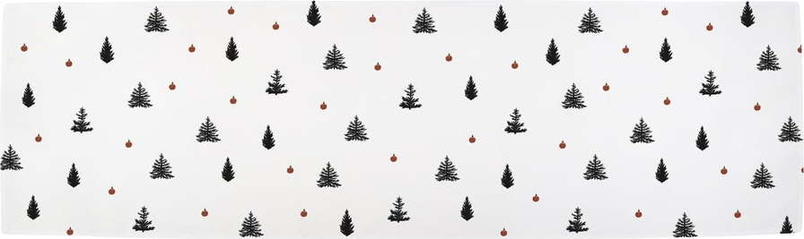 Vánoční bavlněný běhoun na stůl 140x40 cm Black Trees - Butter Kings Butter Kings