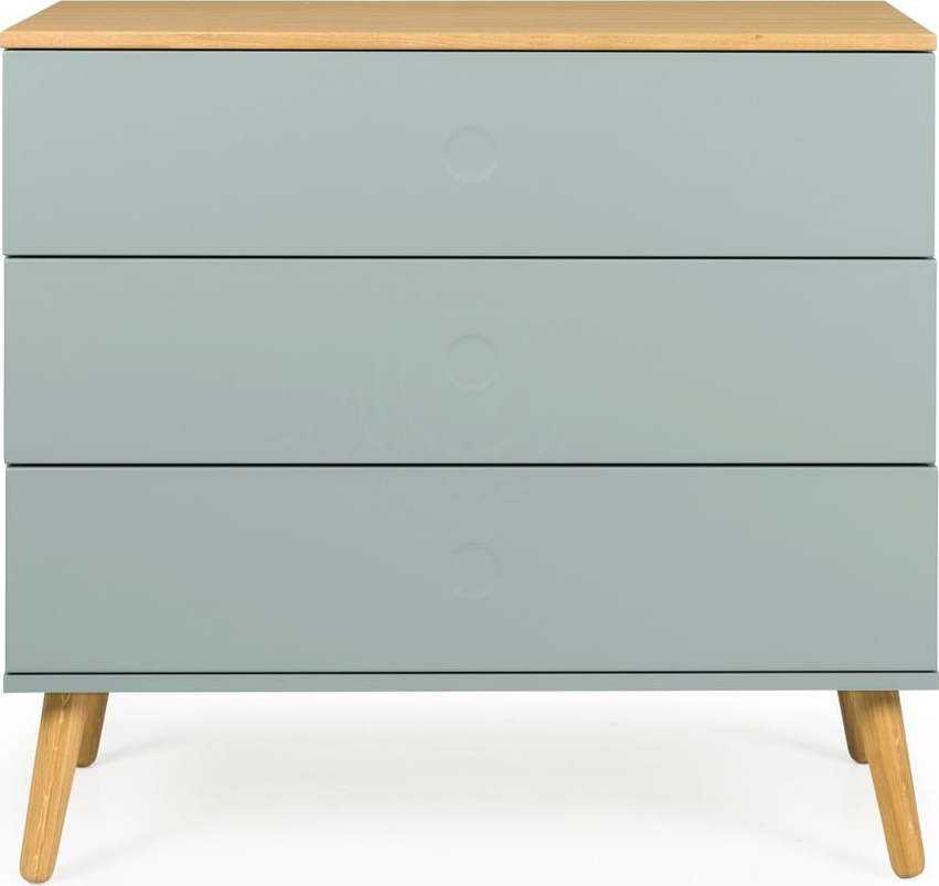 Zelená komoda s nohami z dubového dřeva Tenzo Dot