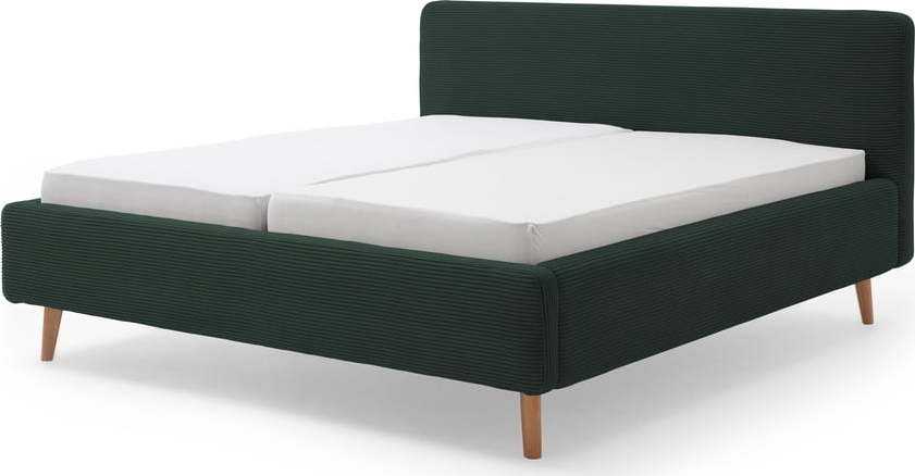 Zelená manšestrová postel s roštem a úložným prostorem Meise Möbel Mattis Cord