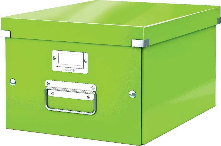 Zelený kartonový úložný box s víkem Click&Store - Leitz Leitz