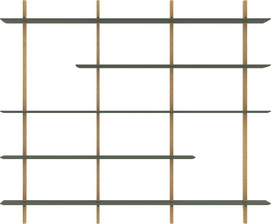 Zelený modulární policový systém v dekoru dubu 224x190 cm Bridge - Tenzo Tenzo