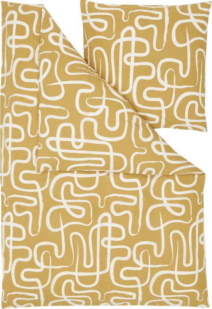 Žluté povlečení na jednolůžko z bavlněného perkálu Westwing Collection