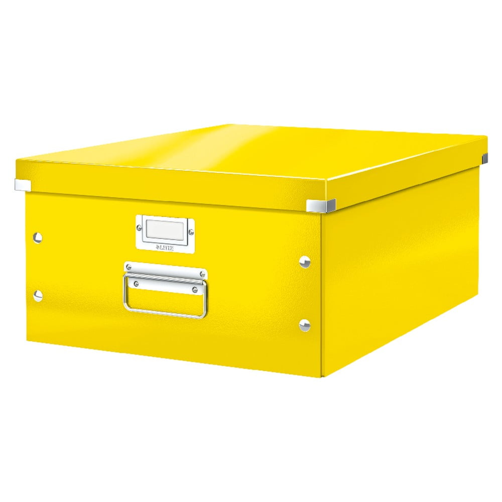 Žlutý kartonový úložný box s víkem Click&Store - Leitz Leitz