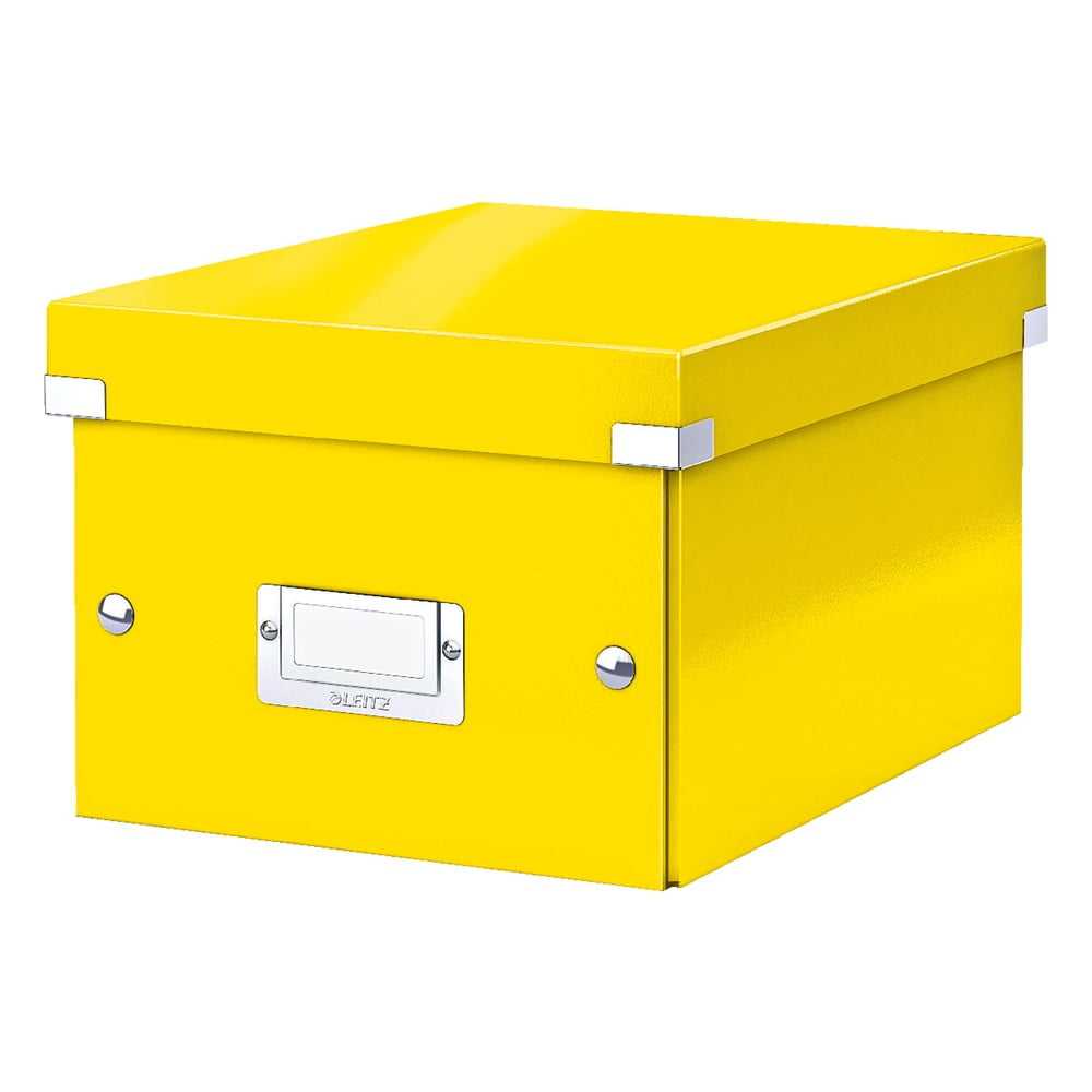 Žlutý kartonový úložný box s víkem Click&Store - Leitz Leitz