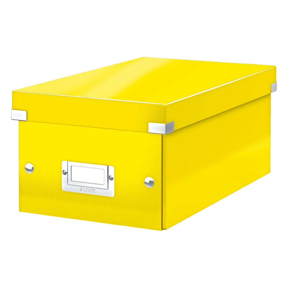 Žlutý kartonový úložný box s víkem Click&Store - Leitz Leitz