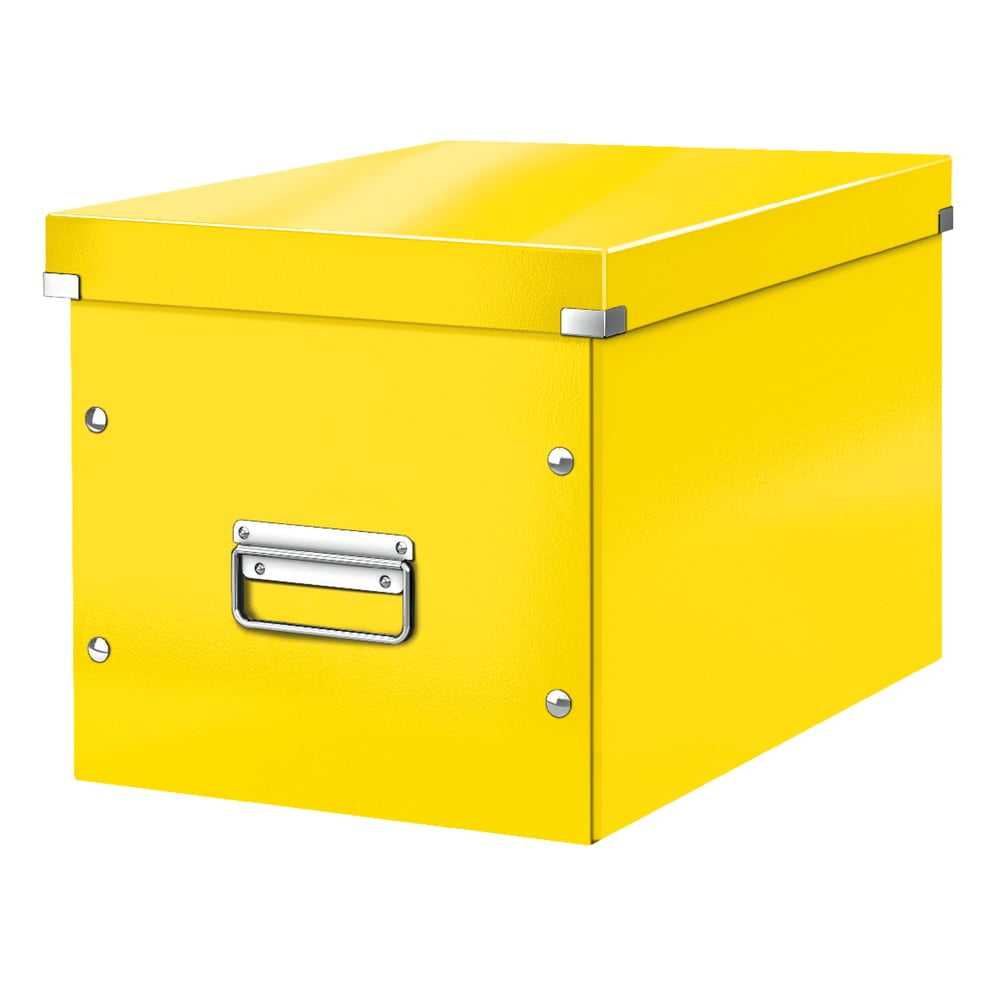 Žlutý kartonový úložný box s víkem Click&Store - Leitz Leitz