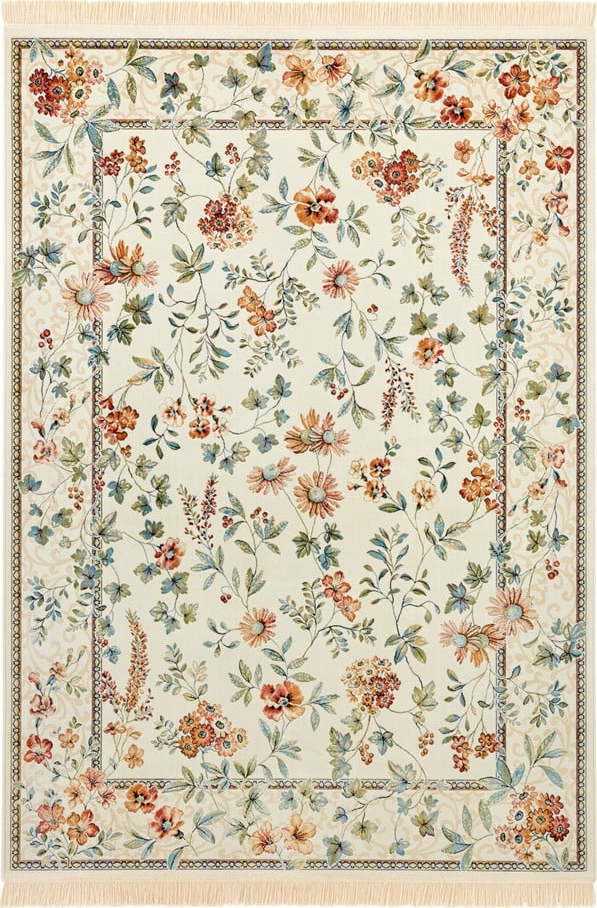 Žlutý koberec s příměsí bavlny Nouristan Oriental Flowers