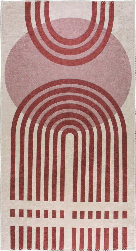 Červeno-bílý pratelný koberec běhoun 80x200 cm – Vitaus Vitaus