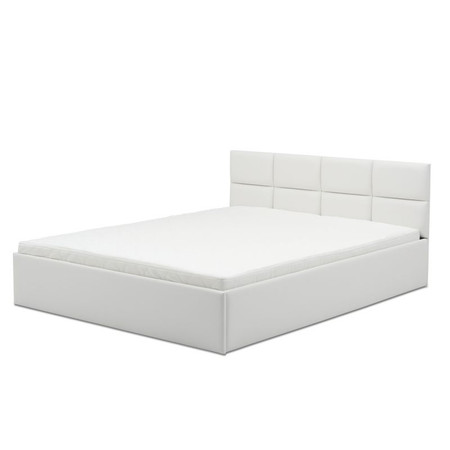 Čalouněná postel MONOS II s pěnovou matrací rozměr 140x200 cm - Eko-kůže Bílá eko-kůže SG-nábytek