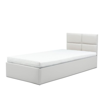 Čalouněná postel MONOS II s pěnovou matrací rozměr 90x200 cm - Eko-kůže Bílá eko-kůže SG-nábytek