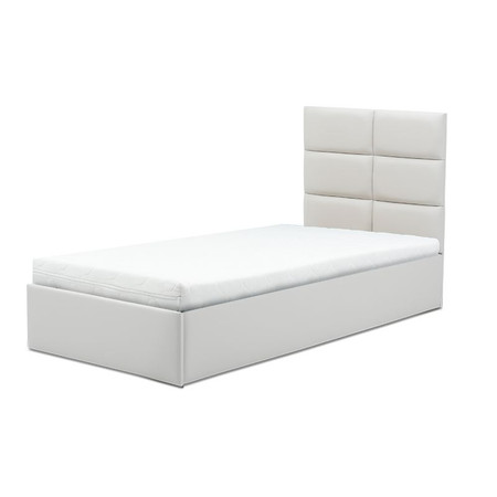 Čalouněná postel TORES II s pěnovou matrací rozměr 90x200 cm - Eko-kůže Bílá eko-kůže SG-nábytek