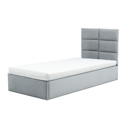 Čalouněná postel TORES s pěnovou matrací rozměr 90x200 cm Světle šedá SG-nábytek