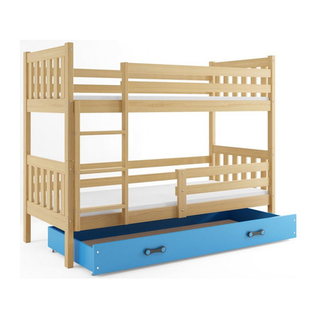 Dětská patrová postel CARINO s úložným prostorem 80x160 cm - borovice Modrá BMS