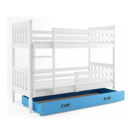 Dětská patrová postel CARINO s úložným prostorem 80x190 cm - bílá Modrá BMS