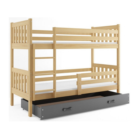 Dětská patrová postel CARINO s úložným prostorem 80x190 cm - borovice Šedá BMS