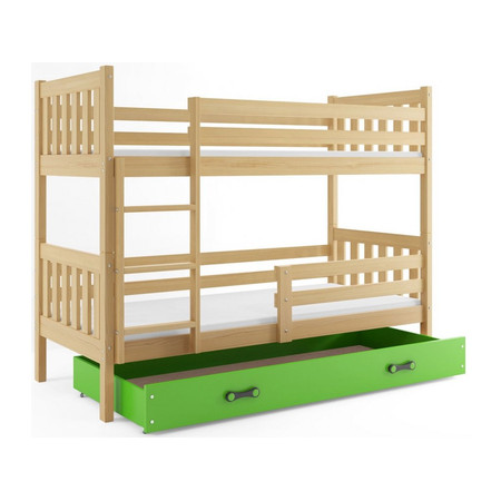 Dětská patrová postel CARINO s úložným prostorem 80x190 cm - borovice Zelená BMS