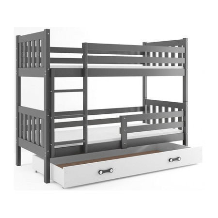 Dětská patrová postel CARINO s úložným prostorem 80x190 cm - grafit Bílá BMS