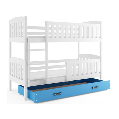 Dětská patrová postel KUBUS s úložným prostorem 80x190 cm - bílá Modrá BMS