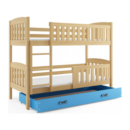 Dětská patrová postel KUBUS s úložným prostorem 80x190 cm - borovice Modrá BMS