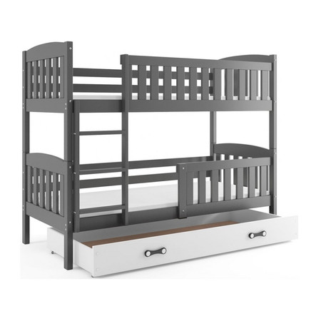 Dětská patrová postel KUBUS s úložným prostorem 80x190 cm - grafit Bílá BMS