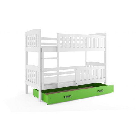 Dětská patrová postel KUBUS s úložným prostorem 90x200 cm - bílá Zelená BMS