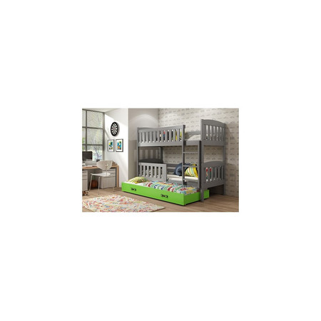 Dětská patrová postel KUBUS s výsuvnou postelí 80x190 cm - grafit Zelená BMS