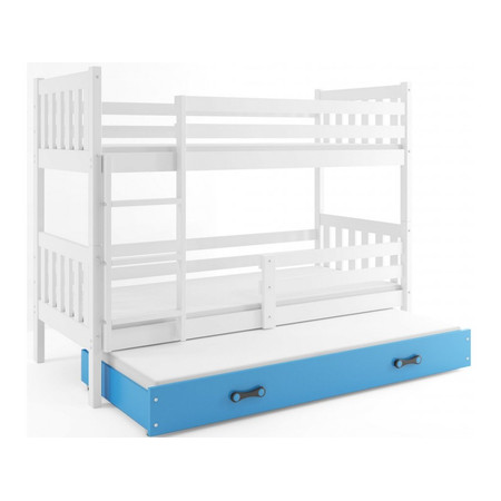 Dětská postel CARINO s výsuvnou postelí 80x190 cm - bílá Modrá BMS
