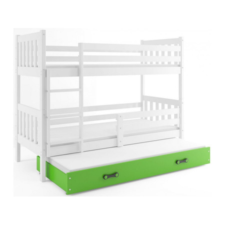 Dětská postel CARINO s výsuvnou postelí 80x190 cm - bílá Zelená BMS
