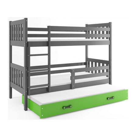 Dětská postel CARINO s výsuvnou postelí 80x190 cm - grafit Zelená BMS