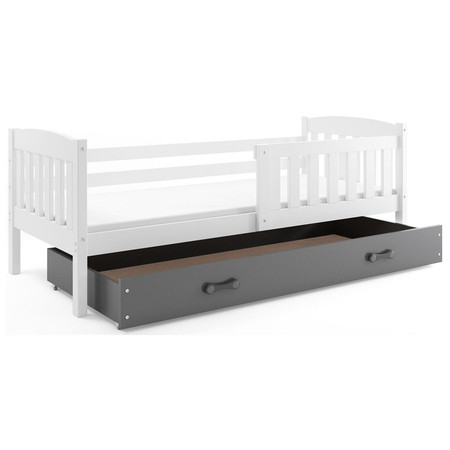 Dětská postel KUBUS s úložným prostorem 80x160 cm - bílá Šedá BMS