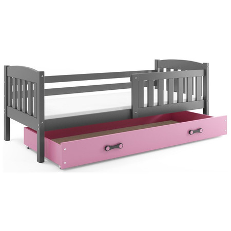 Dětská postel KUBUS s úložným prostorem 80x190 cm - grafit Ružové BMS