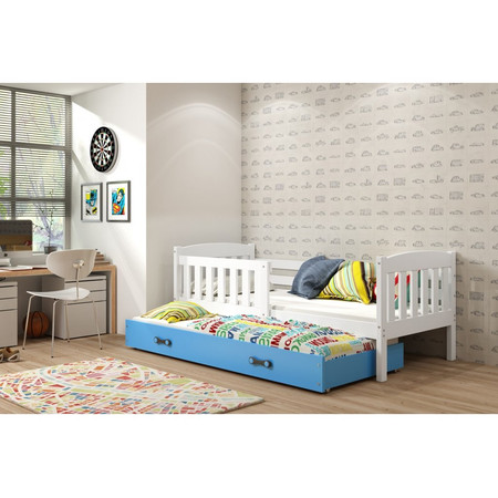 Dětská postel KUBUS s výsuvnou postelí 80x190 cm - bílá Modrá BMS