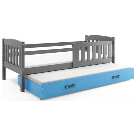 Dětská postel KUBUS s výsuvnou postelí 80x190 cm - grafit Modrá BMS
