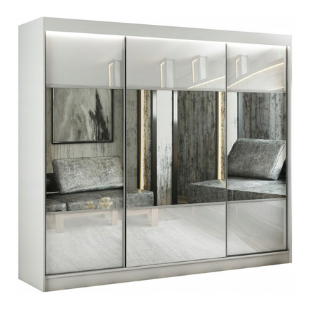 Kvalitní Šatní Skříň Rico 250 cm Vanilka Bílý mat Furniture