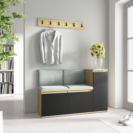 Předsíňová stěna EMI 25 Mátová Dub artisan/černá SG-nábytek