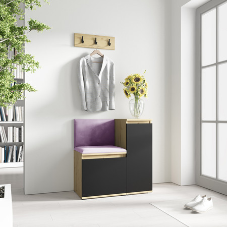 Předsíňová stěna EMI 30 Fialová Dub artisan/černá SG-nábytek