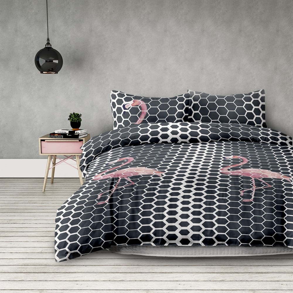Sada 2 povlečení z mikrovlákna na jednolůžko AmeliaHome Flamingo Dark