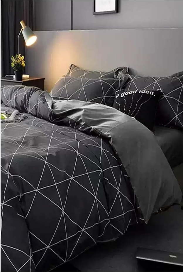 Tmavě šedé bavlněné povlečení na dvoulůžko/prodloužené s prostěradlem 200x220 cm – Mila Home Mila Home
