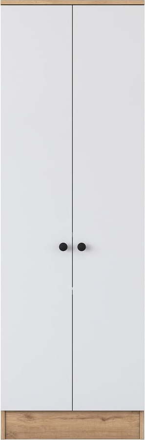 Bílá/přírodní šatní skříň v dekoru ořechu 60x183 cm Theresa – Kalune Design Kalune Design