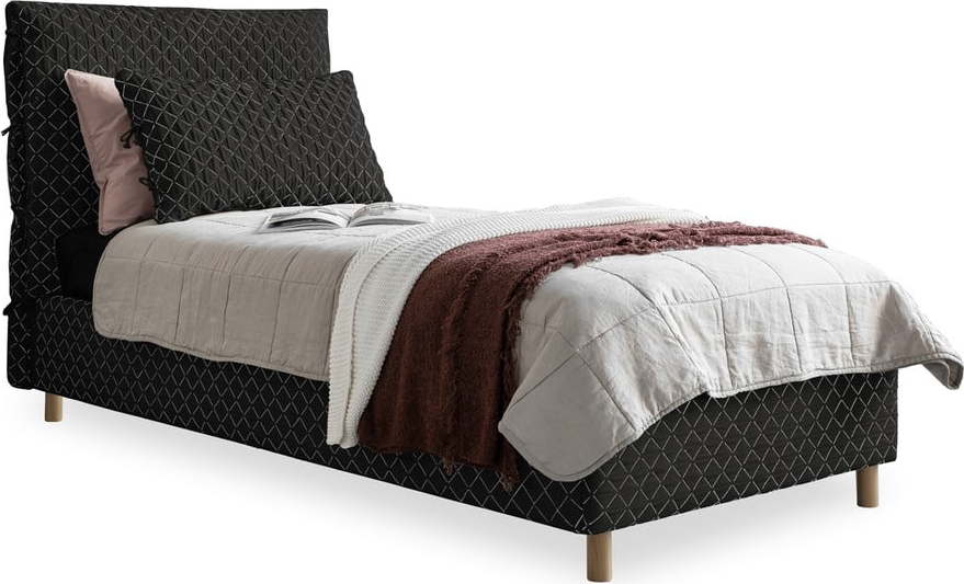 Černá čalouněná jednolůžková postel s roštem 90x200 cm Sleepy Luna – Miuform Miuform