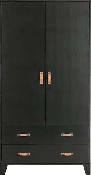 Černá šatní skříň z borovicového dřeva 94x180 cm Dian - WOOOD WOOOD